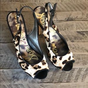 Sam Edelman Cheetah Faux Fur Heels